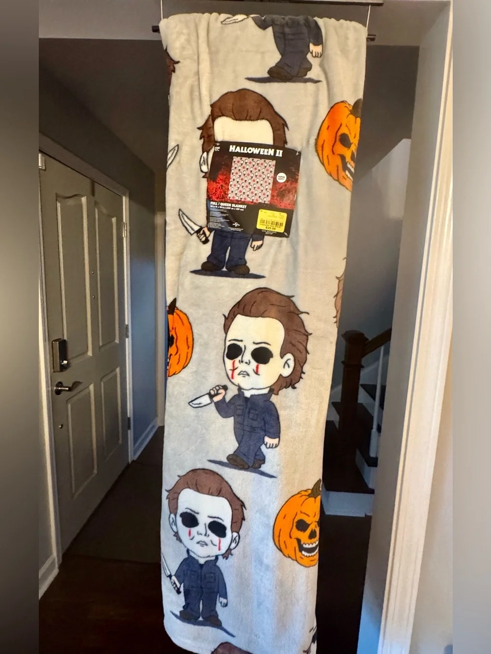 Halloween II Michael Myers Blanket - Gray 90x90 Full- Queen Blanket